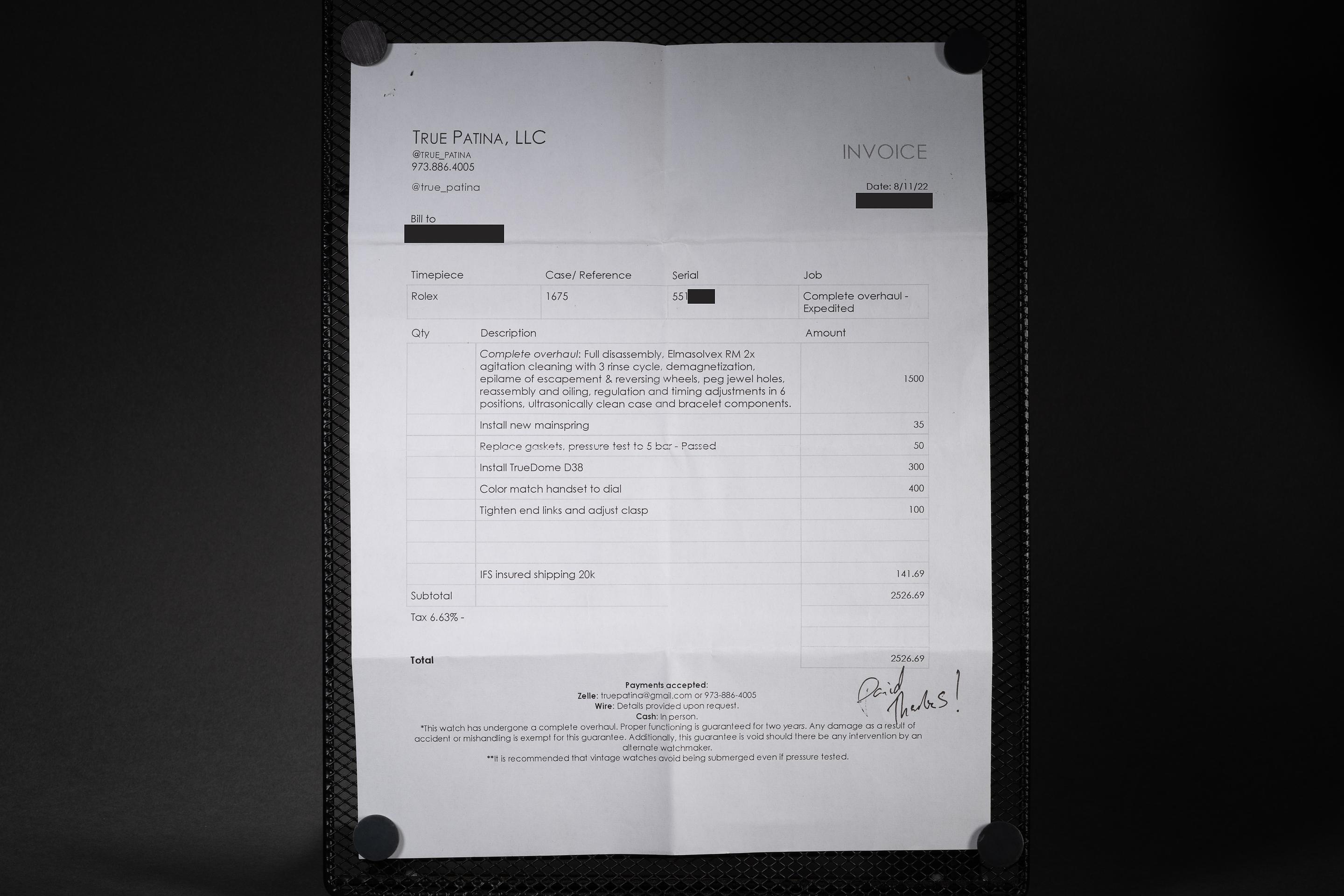 FS: 1978 Rolex GMT-Master 1675 with Service Paper - Rolex Forums ...