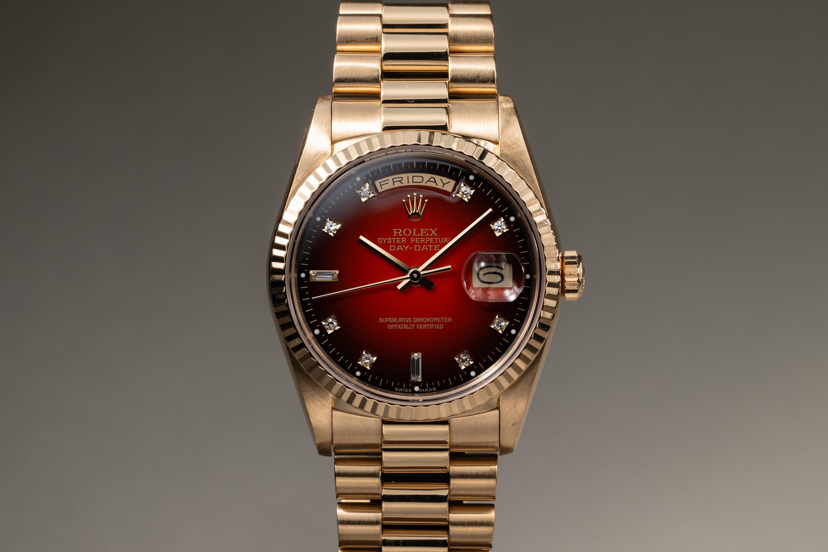 FS: 1988 Rolex Day-Date 18238A Red Diamond Vignette Dial with