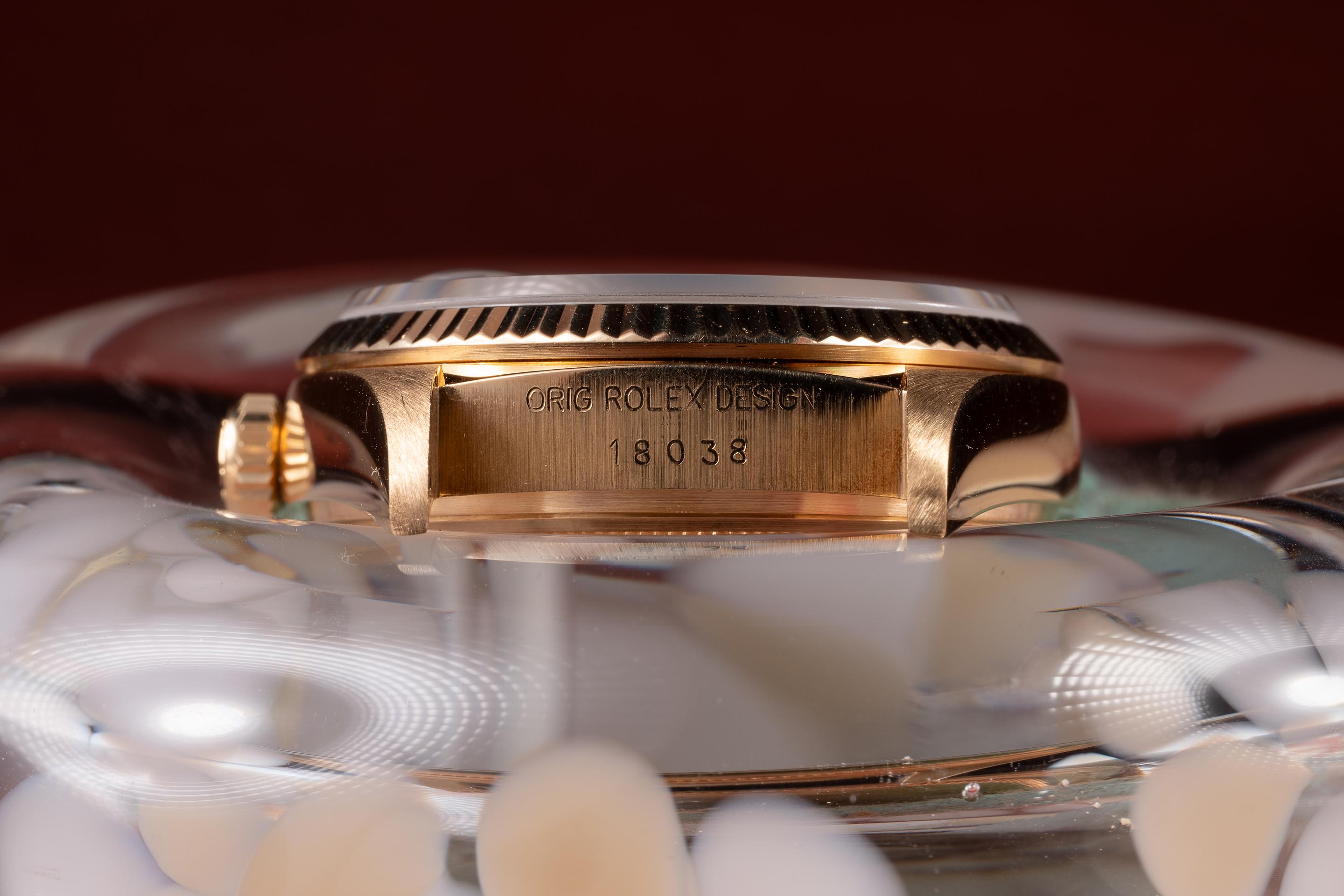 FS: 1986 Rolex 18K YG Day-Date 18038 Burgundy Vignette Diamond