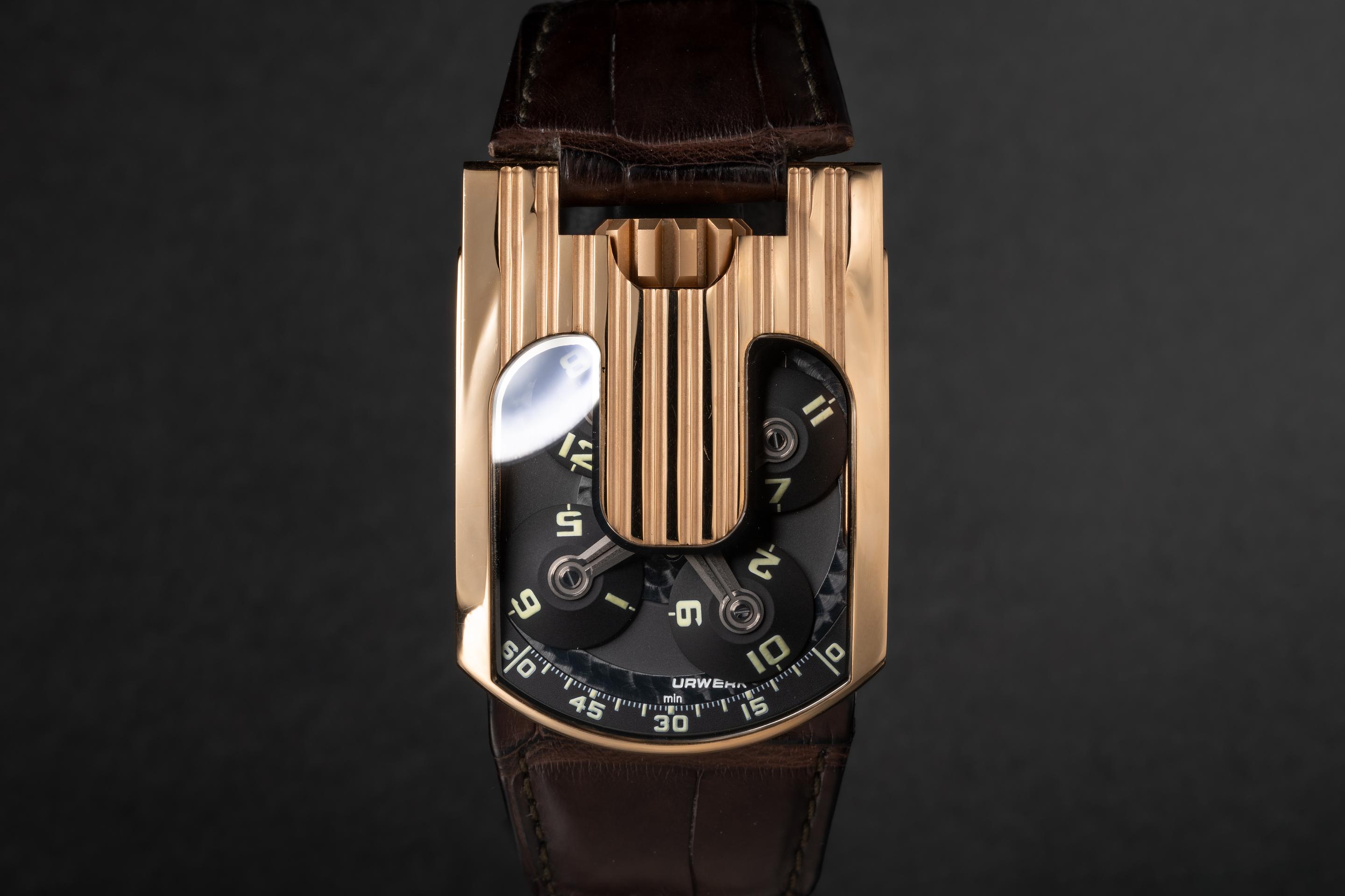 Urwerk 18K RG UR-103 103.09 Black Dial with Box and Papers