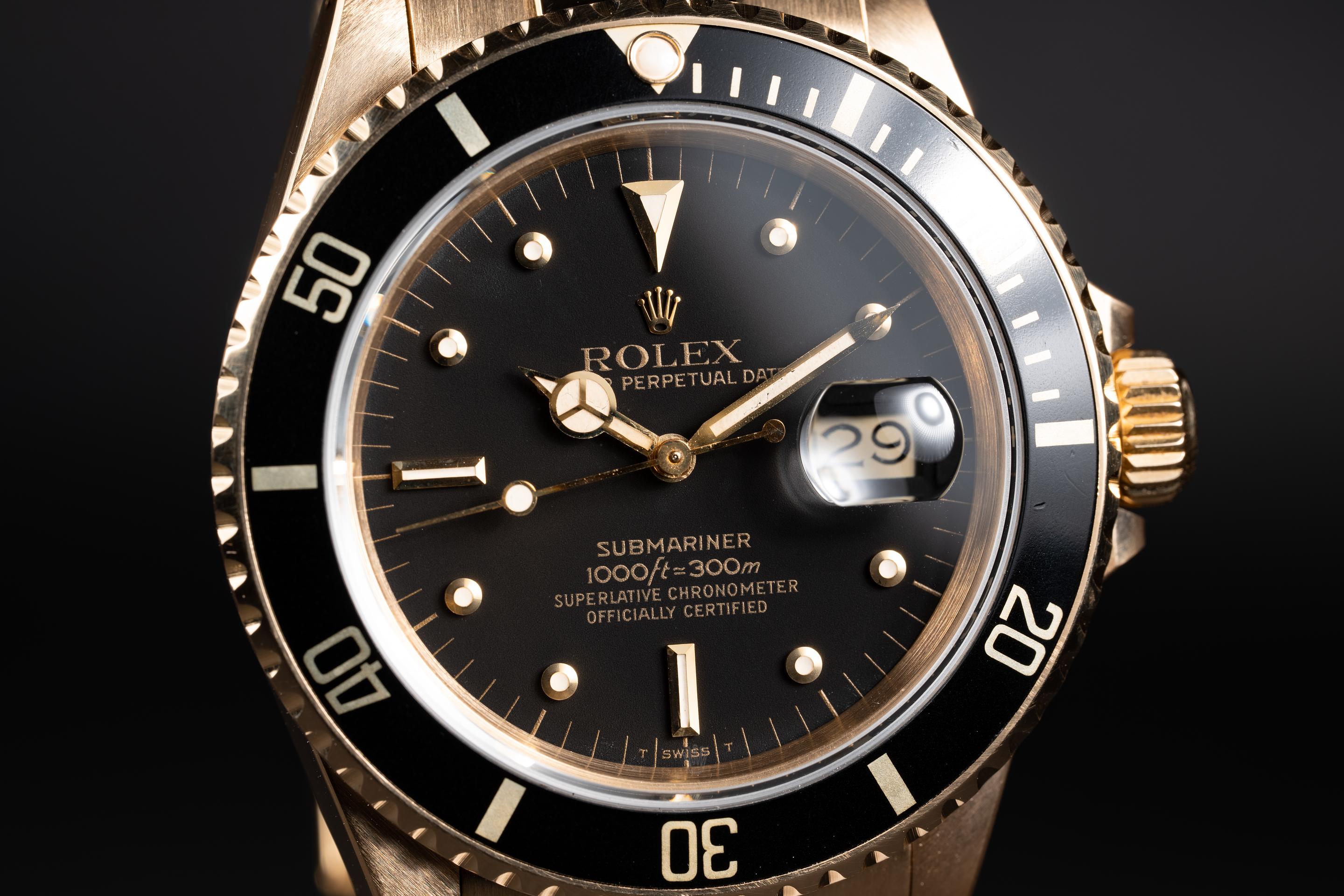FS: 1985 Rolex 18K YG Submariner 16808 Matte Black Nipple Dial